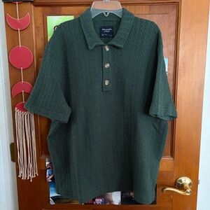 Abercrombie & Fitch Forest Green Textured Polo
